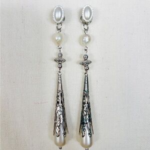 Elegant Silver and Pearl Drop Earrings